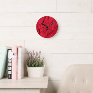 Horloge Ronde Arrière-plan en textile luxueux profond cramoisi f