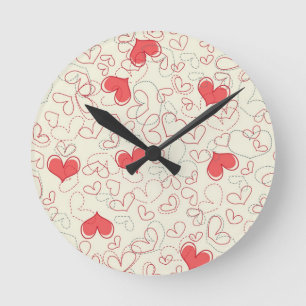 Horloge Ronde Arrière - plan mignon de coeurs