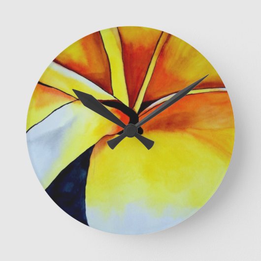 Horloge Ronde Art abstrait de Frangipani d'aquarelle tropicale (Recto)