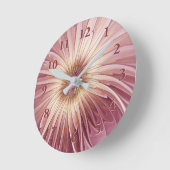 Horloge Ronde Art Abstrait Fractal Fleur & Tons de Bourgogne (Angle)