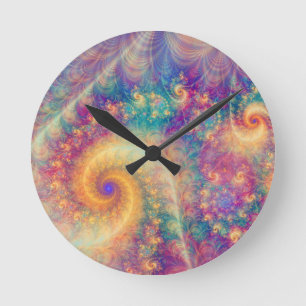 Horloge Ronde Art abstrait fractal vortex fantaisiste