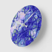 Horloge Ronde Art Abstrait moderne Bleu (Angle)