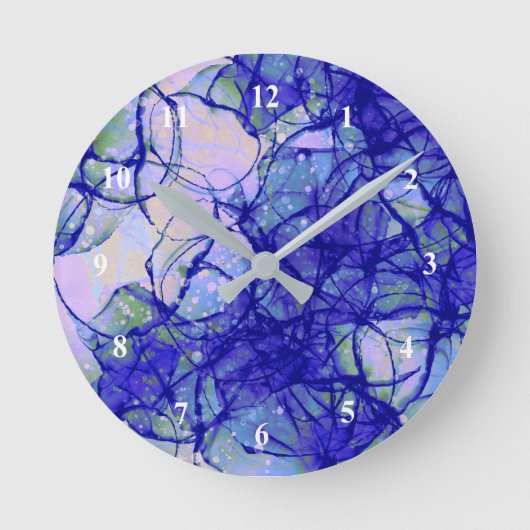 Horloge Ronde Art Abstrait moderne Bleu (Recto)