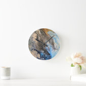 Horloge Ronde Art Abstrait moderne Bleu Or Blanc et crème (Maison)