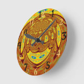 Horloge Ronde Art de baseball jaune doré Imprimer (Angle)