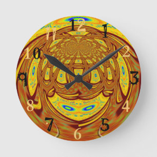 Horloge Ronde Art de baseball jaune doré Imprimer