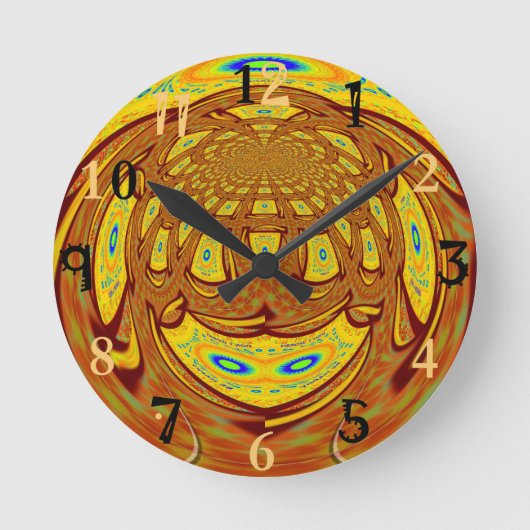 Horloge Ronde Art de baseball jaune doré Imprimer (Recto)