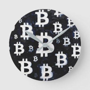 Horloge Ronde Art de Bitcoin (BW #8) peinture à l'huile