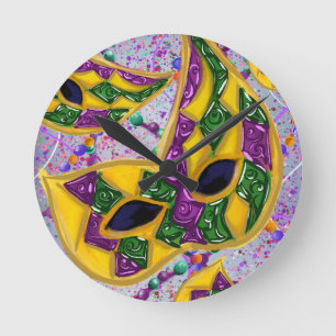 HORLOGE RONDE ART DE MARDI GRAS