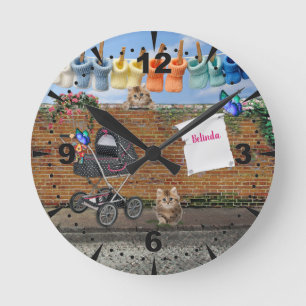 Horloge Ronde Art de scène de rue Polka-Dot