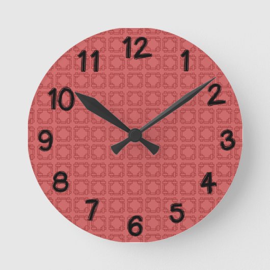 Horloge Ronde Art Deco Red Squares (Recto)