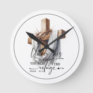 Horloge Ronde Art des Écritures sous Ses Ailes – Psaume 91:4
