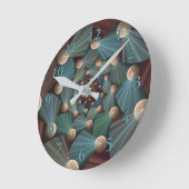Horloge Ronde Art Fractal Abstrait Avec Profondeur Bleu Brown Ar (Angle)