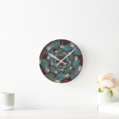Horloge Ronde Art Fractal Abstrait Avec Profondeur Bleu Brown Ar (Maison)