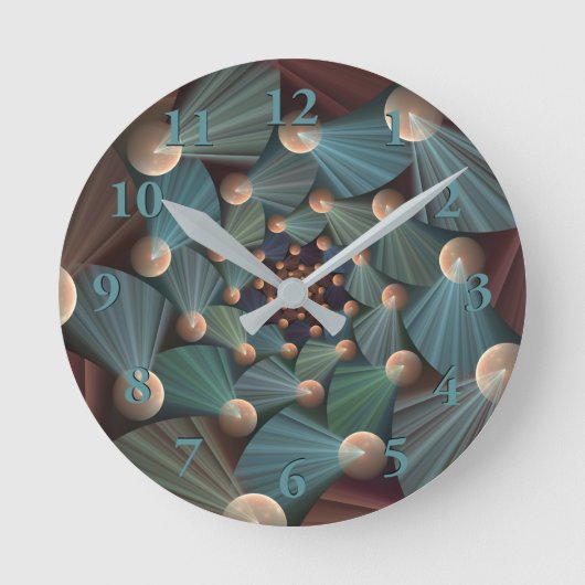 Horloge Ronde Art Fractal Abstrait Avec Profondeur Bleu Brown Ar (Recto)