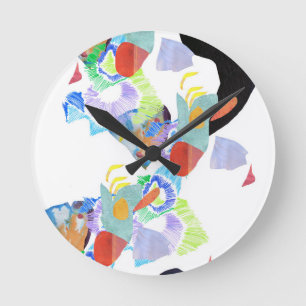 Horloge Ronde Art génial de gouttes au néon de peinture