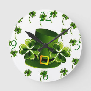 Horloge Ronde Art irlandais de shamrock