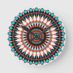 Horloge Ronde Art mandala géométrique coloré-46456