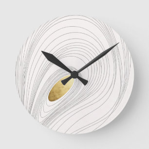 Horloge Ronde Art mural ovale abstrait or