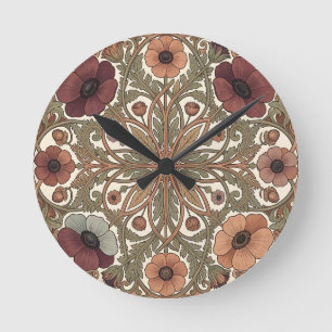 Horloge Ronde Art Nouveau Anémone Floral Circulaire