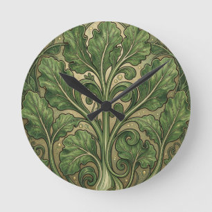 Horloge Ronde Art nouveau de chou frisé vert orné