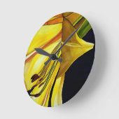 Horloge Ronde Art original de Lys doré jaune (Angle)