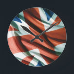 Horloge Ronde Art pop du drapeau britannique<br><div class="desc">Drapeau de l'Angleterre / Royaume-Uni - Drapeau anglais - Drapeau anglais - Saint George Drapeau Pop Art Style Artwork numérique</div>