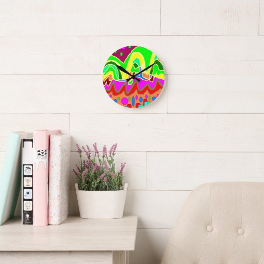 HORLOGE RONDE ART TYPE AUTOCHTONE ABSTRAIT (Salle de lecture)