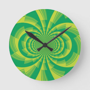 Horloge Ronde Art Vert Psychédélique