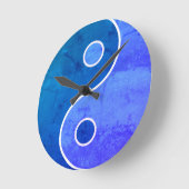 Horloge Ronde Art Yin Yang bleu (Angle)