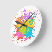 Horloge Ronde Artisan peinture éclaboussures conception grande h (Angle)