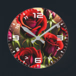 Horloge Ronde Artwork numérique Fleurs de rose rouge-58567<br><div class="desc">Artwork numérique Fleurs de rose rouge-58567</div>