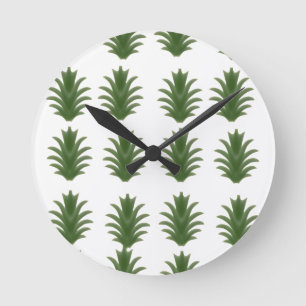 Horloge Ronde Assiette en papier botanique à feuille verte minim