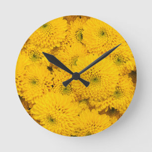 Horloge Ronde Astères jaunes du jardin Couleur parfaite fleur d'