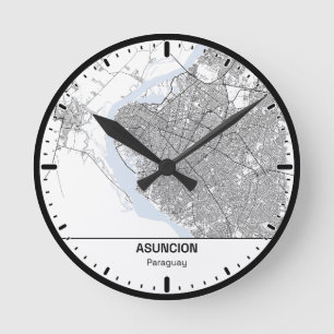 Horloge Ronde Asuncion Clock City Line Art