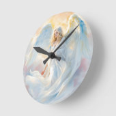 Horloge Ronde Aube céleste - Ange de Paix et de Lumière (Angle)