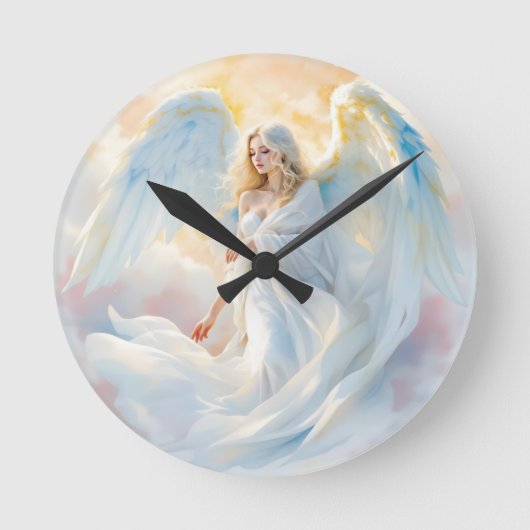 Horloge Ronde Aube céleste - Ange de Paix et de Lumière (Recto)