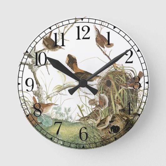 Horloge Ronde Audubon Wren Birds Animals Wildlife Wall Clock (Recto)