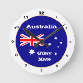 Horloge Ronde Australian Flag & G'day Mate, Australie /design (Recto)