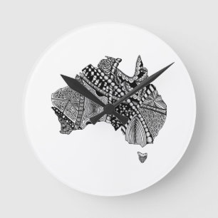 Horloge Ronde Australie Carte Doodle