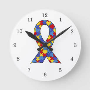 Horloge Ronde Autism Awareness Ribbon