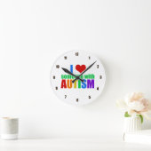 Horloge Ronde Autism Love Rainbow Family Support Coloré Cute (Maison)