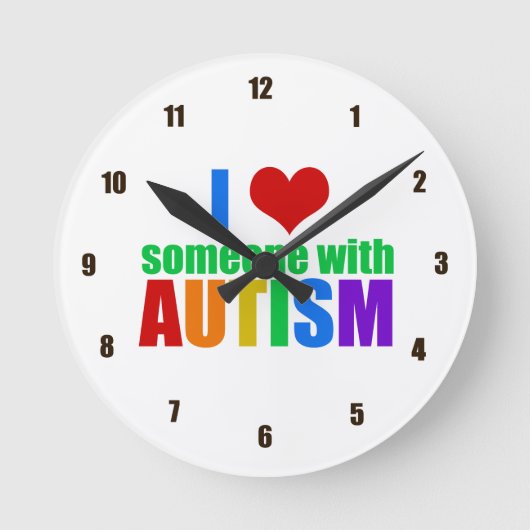 Horloge Ronde Autism Love Rainbow Family Support Coloré Cute (Recto)