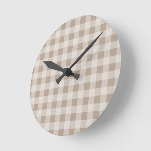 Horloge Ronde Automne automne Brown Taupe Plaid Motif (Angle)