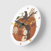 Horloge Ronde Automne incroyable : Lapin et Citrouille (Angle)