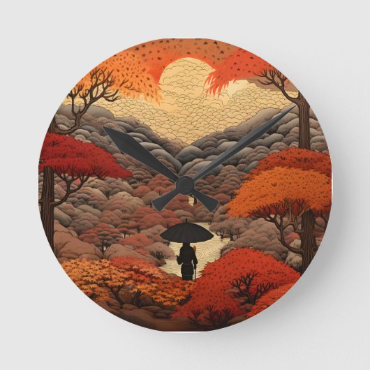 Horloge Ronde automne Ukiyo-e Japon (Recto)