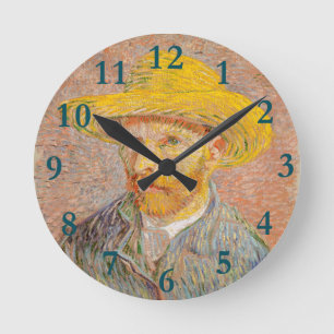 Horloge Ronde Autoportrait de Vincent Van Gogh avec chapeau de p