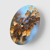 Horloge Ronde Autumn Hydrangea Time Flies (Angle)