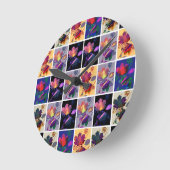 Horloge Ronde Autumn Leaves Rustic Patchwork (Angle)