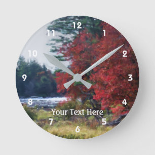 Horloge Ronde Autumn Trees Bordering Pond Nature